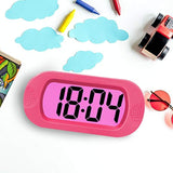 ZHPUAT Colorful Light Digital Alarm Clock with Snooze, Simple Setting, Progressive Alarm, Battery Operated, Shockproof, The Ideal Gift Clock for Kids & Convenient for Travel (Pink)