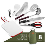 Wealers Camp Kitchen Utensil Organizer Travel Set Portable BBQ Camping Cookware Utensils Travel Kit Water Resistant Case|Cutting Board|Rice Paddle|Tongs|Scissors|Knife and Bottle Opener