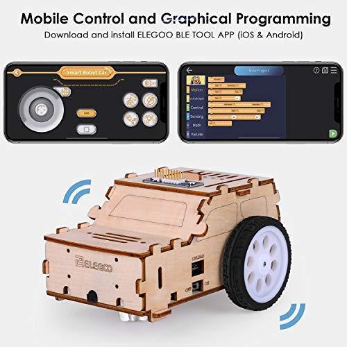 ELEGOO UNO R3 Project Smart Robot Car Kit V 3.0 Plus with UNO R3, Line Tracking Module, Ultrasonic Sensor, IR Remote Control etc. Intelligent and Educational Toy Car Robotic Kit for Arduino Learner