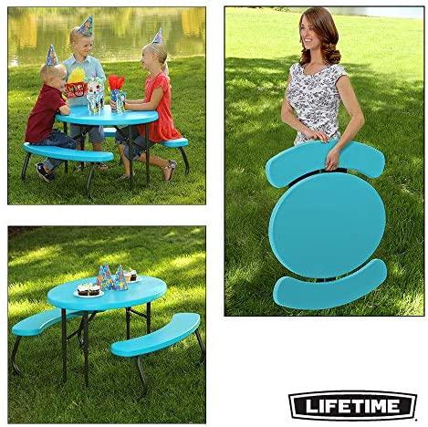 LIFETIME 60229 Kids Oval Picnic Table, Glacier Blue