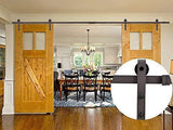 TMS 5 FT Country Antique Dark Coffee Steel Sliding Barn Wood Door Hardware Track Set