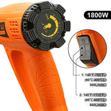 Heat Gun Variable Temperature, Yome 1800W 140℉~1112℉（60℃- 600℃） Hot Air Gun with 2 Speed-Setting, Overload Protection, 4 Nozzle Attachments for Shrink Wrapping, Crafts, Cell Phone Repairs, Orange