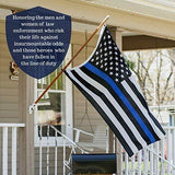 Thin Blue Line Flag: 100% US Made 4x6 ft with Embroidered Stars - Sewn Stripes - Brass Grommets - UV Protection - Black White and Blue American Police Flag Honoring Law Enforcement Officers