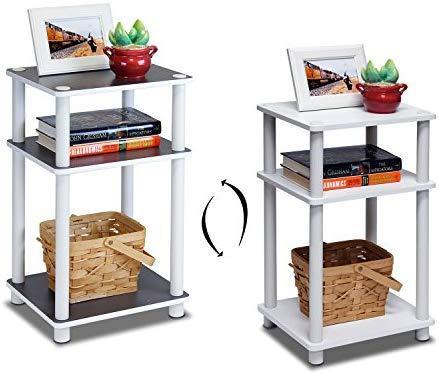 FURINNO Just 3-Tier End Table, 1-Pack, White/White