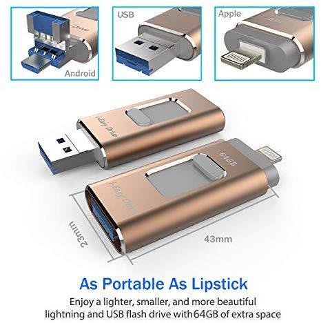 JIAHCN USB Flash Drive for iPhone 256GB iFlash USB Drive for iPhone The Photo Stick for iPhone iPad PC Android Password Touch ID Protected External Storage Drive for iPhone Memory Stick Storage 256GB