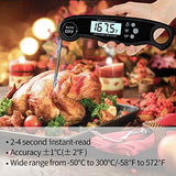 A ALPS Oven Safe Leave in Meat Thermometer, Dual Probe Instant Read Food Meat Thermometer Digital with Alarm Function for Cooking, BBQ, Smoker and Grill (Black)