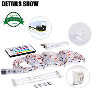 PANGTON VILLA Led Strip Lights, 14.3ft for 65-75in TV, USB LED TV Backlight Kit with Remote - 16 Color Changing 5050 LEDs Bias Lighting for HDTV (Renewed)