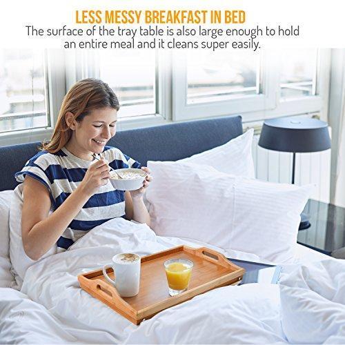Bed Lap Trays for Eating - Dinner Trays for Lap - Breakfast in Bed Tray with Legs - Bamboo Bed Trays with Folding Legs