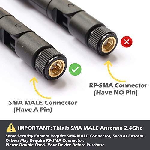 TECHTOO 9dBi WiFi Antenna with SMA Male (SMA-Plug) Connector Compatible W/Anran Haloview IP Camera & Other Wireless Security Camera Antenna - 2.4Ghz Wireless Networking Device (SMA-Plug 1Pack)