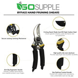 GoSupple Bypass Hand Pruners - Pruning Shears Garden Scissors, SK-5 Carbon Steel, Safety Lock with Ergonomic Grip