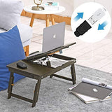 Laptop Desk Nnewvante Adjustable Laptop Desk Table Bamboo Foldable Breakfast Serving Bed Tray w' Drawer by NNEWVANTE