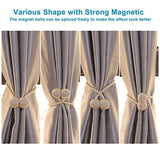 NZQXJXZ Curtain Tiebacks Magnetic, Drape Holders Holdbacks Decorative Weave Rope Clips Window Sheer Blackout Panels Home Office, Beige (Pack of 6)