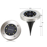 [8 Pack] Solar Ground Lights,Solar Garden Light,8 LED Garden Pathway Outdoor In-Ground Lights,Waterproof Stainless Steel Disk Flood Lights Dark Sensing Landscape Lighting for Lawn Yard Patio -White