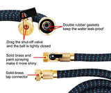 2018 Expandable Garden Hose 50ft - Best Water Hose with 3/4 Brass Connectors, 100% No Rust, Kinks or Leaks, Extra Strong Fabric - Outdoor Hose with 9-Way Spray Nozzle - Flexible Expanding Hose 50ft