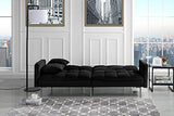 DIVANO ROMA FURNITURE Modern Plush Tufted Velvet Splitback Living Room Futon (Dark Grey)