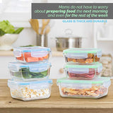 [6-Pack, 28oz] Glass Meal Prep Containers - Glass Food Storage Containers - Great for Lunch Portion Control and Food Prep - Glass Storage Containers with BPA-Free Locking Lids - Elacra