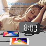 Elecstars Alarm Clock, Digital Clock with Dual USB Port and Charger, 6.5" Large LED Display, Adjustable Brightness, Diming Mode, Mirror Surface, Table Clock for Bedroom Living Room Decor