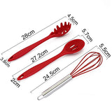 10Pcs/set Silicone Heat Resistant Kitchen Cooking Utensils Non-Stick Baking Tool tongs ladle gadget by BonBon (Red)
