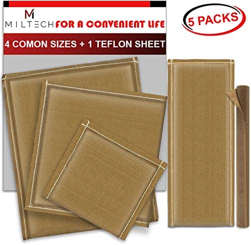 MILTECH Heat Pressing Kit 5 Pack with 4 Sizes Pillow and 1 Pcs Teflon Sheet for Vinyl Digital Transfer Projects,