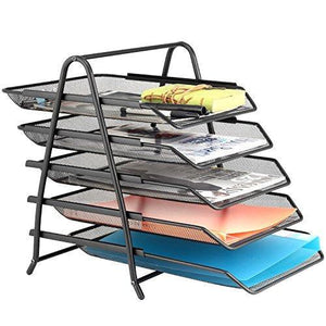 5-Tier Mesh Desk Letter Tray Organizer, Samstar File Holder Tray for Home Office, Slide Back and Forth, Black