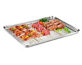 P&P CHEF Baking Sheets and Rack Set, Pack of 4 (2 Sheets + 2 Racks), Stainless Steel Baking Pans Cookie Tray with Cooling Rack, Rectangle 16''x12''x1'', Non Toxic & Healthy, Mirror Polish & Easy Clean