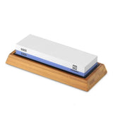 Sharpening Stone 1000/6000 2 Sides, Knife Sharpening Whetstone Grits with NonSlip Bamboo Base & Angle Guide, Kitchen Tools