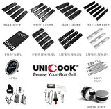 Unicook Porcelain Large Grill Heat Plate 4 Pack, 6'' Extra Width, Extends from 15.75" to 18.75" Length, Adjustable Grill Heat Shield, Heat Tent Replacement Parts for Gas Grills