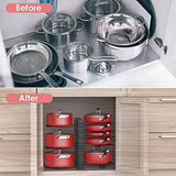 Pan Organizer Rack for Cabinet Adjustable, Cabinet Pot Rack Organizer with 3 DIY Methods, 8 Metal Shelves with Anti-slip Layer by MUDEELA
