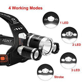 LED Headlamp Flashlight Kit, ANNAN 8000-Lumen Extreme Bright Headlight with Red Safety Light, 4 Modes, Waterproof, Portable Light for Camping, Biking, 2 Rechargeable Lithium Batteries Included