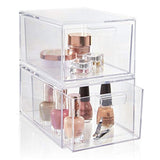 Set of 2 Premium Quality Stackable Cosmetic Storage and Makeup Palette Organizer Drawers | Audrey Collection
