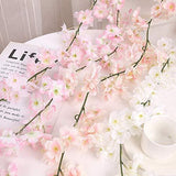 Lmeison Artificial Cherry Blossom, Fake Cherry Blossom Flowers Pink Hanging Vine Silk Garland Wreath for Wedding Arch Decor Wedding Party Decor, 3 Pack