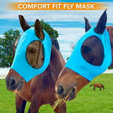 DakPets Horse Fly Mask with Ears - Comfort Fit Fly Mask – Protects The Horse from Insects and Irritants - Lightweight & Comfortable Stretchy Lycra & Mesh UV Equine Fly Mask - Protects Eyes and Ears