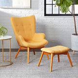 Christopher Knight Home Acantha Mid Century Modern Retro Contour Chair with Footstool, Muted Yellow