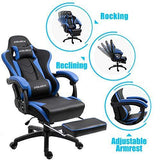 Dowinx Gaming Chair Ergonomic Racing Style Recliner with Massage Lumbar Support, Office Armchair for Computer PU Leather E-Sports Gamer Chairs with Retractable Footrest (Black&Purple)