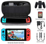 Nintendo Switch Case, VUP Switch Hard Cover Protective Travel Storage Shell for Nintendo Switch Console & Accessories with 18 Game Cartridges and Handle (Gray)