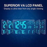 Projection Clock, Digital Projection Alarm Clock with Weather Station, Indoor/Outdoor Thermometer, USB Charger, Dual Alarm Clocks for Bedrooms, LED Display with Dimmer, 12/24 Hours