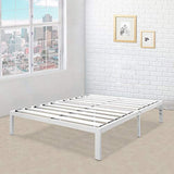 Best Price Mattress Twin XL Bed Frame - 14 Inch Metal Platform Beds [Model E] w/ Steel Slat Support (No Box Spring Needed), White