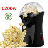 Hot Air Popcorn Popper, Popcorn Maker, 1200W Electric Popcorn Machine with Measuring Cup and Removable Lid, Healthy Popcorn Maker for Home, No Oil Needed, Great For Kids (White)