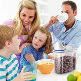 Mini Dry Food Storage Container - Rice Container with Pour Spout + Cup - Handy Dry Food Keeper for Sugar Beans Grain Candy 1.5L Blue