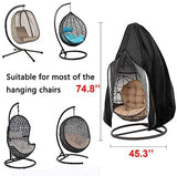 FLYMEI 【Upgraded】 Patio Hanging Chair Covers with Zipper, Durable Large Wicker Egg Swing Chair Covers, Waterproof Heavy Duty Weather Resisatnt Outdoor Chair Cover, Windproof