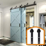 ZEKOO Rustic 5-16 FT Bypass Barn Door Hardware Powder Tcbunny Sliding Steel Track for Double Wooden Doors (10FT Bypass System)