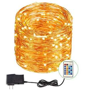 DreambuilderToy UL Certified Indoor Outdoor Waterproof Dimmable Festival Christmas Hoilday Copper String LED Lights 66ft 200 LEDs with Remote Control (Warm White)