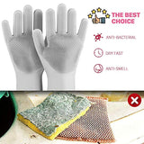 NIROLLE Reusable Silicone Dishwashing Gloves, Pair of Rubber Scrubbing Gloves for Dishes, Wash Cleaning Gloves with Sponge Scrubbers for Washing Kitchen, Bathroom, Car...