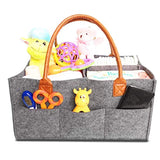 Baby Diaper Caddy Organizer - Baby Shower Gift Basket for Boys Girls - Diaper Travel Tote Bag - Nursery Storage Bin for Changing Table - Large Portable Car Travel Caddy - 15 x 10.5 x 7 Inch, Grey