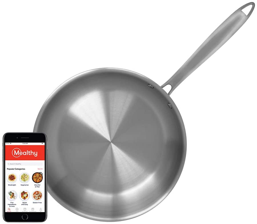 Mealthy Stainless Steel 10-inch Frying Pan, 18/10 Stainless Steel Five-Ply Bonded, the best quality stainless steel, Dishwasher Safe