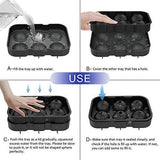 Convallaria Ice Cube Trays Whiskene Combo Mold(Set of 2), Sphere Ice Ball Maker with Lid & Large Square Molds with funnel(included) for Chilling Whiskey, Cocktails and Any Drinks - Reusable & BPA Free