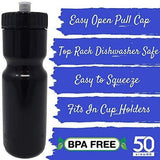 50 Strong Sports Squeeze Water Bottles - Set of 6 - Team Pack – 22 oz. BPA Free Bottle Easy Open Push/Pull Cap – Made in USA - Multiple Colors Available