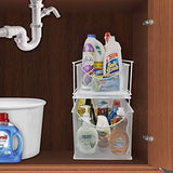 Sorbus Cabinet Organizer Drawer with Cover—Mesh Storage Organizer w/ Pull Out Drawers—Stackable, Ideal for Countertop, Cabinet, Pantry, Under the Sink, Desktop and More (Silver Bottom Drawer)