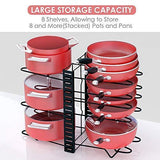Pan Organizer Rack for Cabinet Adjustable, Cabinet Pot Rack Organizer with 3 DIY Methods, 8 Metal Shelves with Anti-slip Layer by MUDEELA