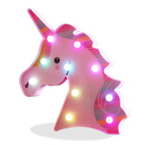 Pooqla LED Night Light Lamp Kids Marquee Letter Lights Unicorn Shape Signs Light Up Christmas Party Wall Decoration Battery Operated (Pink)
